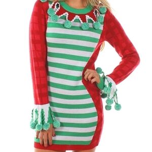 Tipsy Elves Ugly Christmas Sweater Dress Crewneck Pullover Size Large